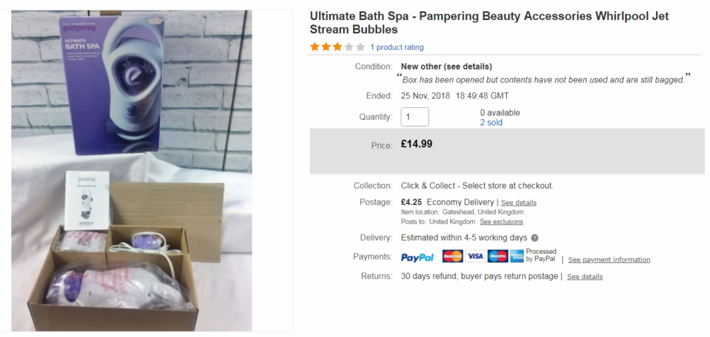 Ultimate Bath Spa Ebay Reseller