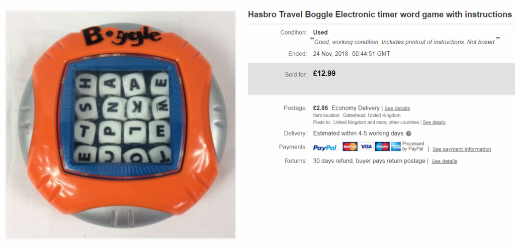 Travel Boggle Ebay Reseller