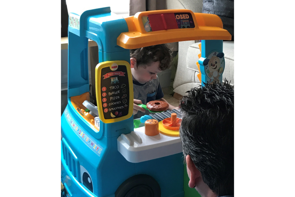 Serving granda a burger